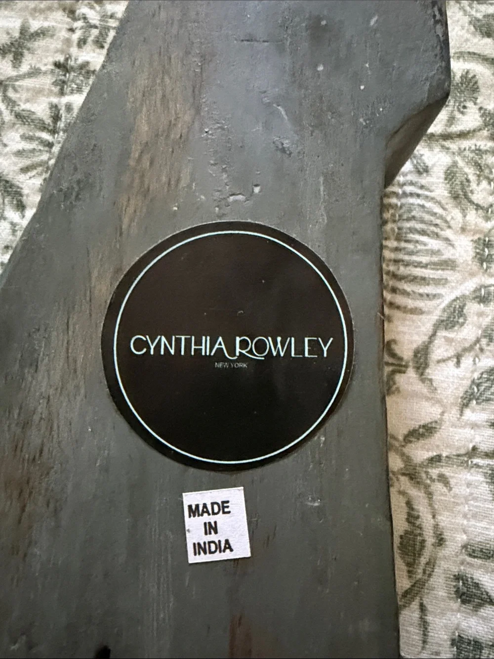 Cynthia Rowley Distressed Charcoal Gray Letter M Wall Accent